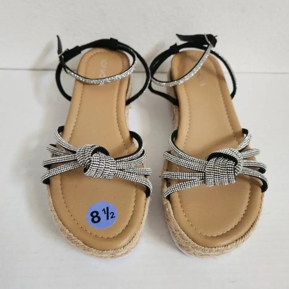 Top moda Knotted Rhinestone Wedge Sandals Bling Bling Platform Size 8,5 - Picture 1 of 9